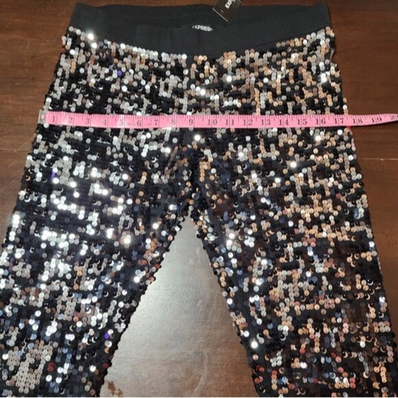 Express Black Sequin Pants - Picture 3 of 10